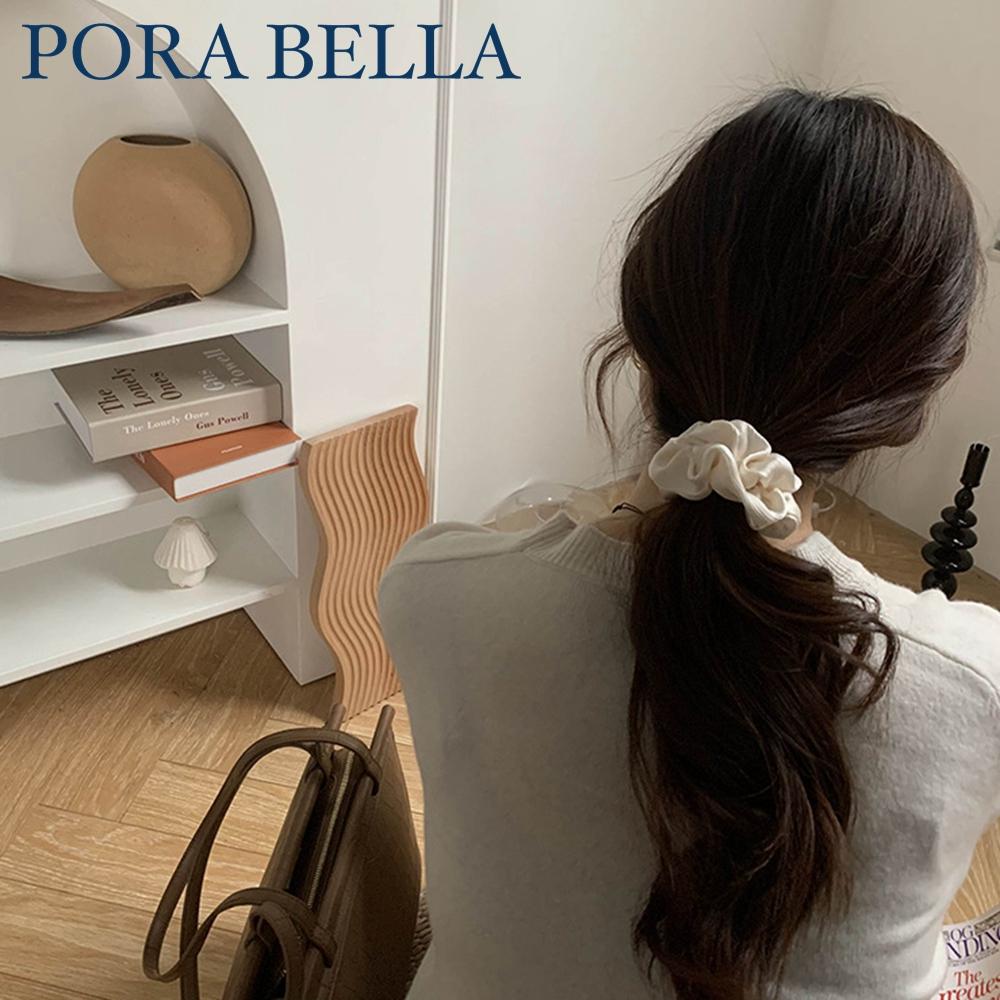 <Porabella現貨>韓版髮圈大腸圈 高級感皺褶絲綢髮圈 髮飾女 頭飾髮飾髮圈大腸圈 簡約馬尾丸子頭紮頭髮-細節圖2