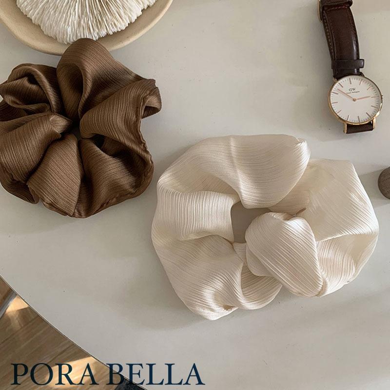 <Porabella現貨>韓版髮圈大腸圈 高級感皺褶絲綢髮圈 髮飾女 頭飾髮飾髮圈大腸圈 簡約馬尾丸子頭紮頭髮-細節圖3