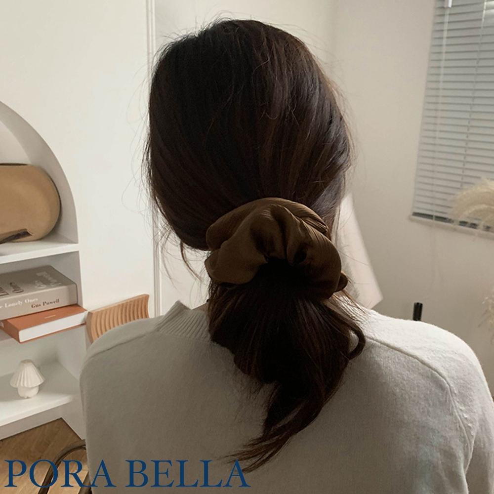 <Porabella現貨>韓版髮圈大腸圈 高級感皺褶絲綢髮圈 髮飾女 頭飾髮飾髮圈大腸圈 簡約馬尾丸子頭紮頭髮-細節圖4