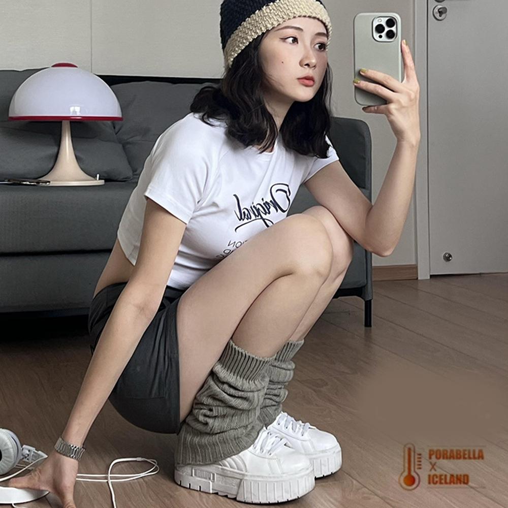 <Porabella現貨>襪套 日系辣妹襪套 露趾堆堆襪泡泡襪 針織襪套女 中筒襪 小腿襪 秋冬針織坑條豎條紋保暖襪套-細節圖6