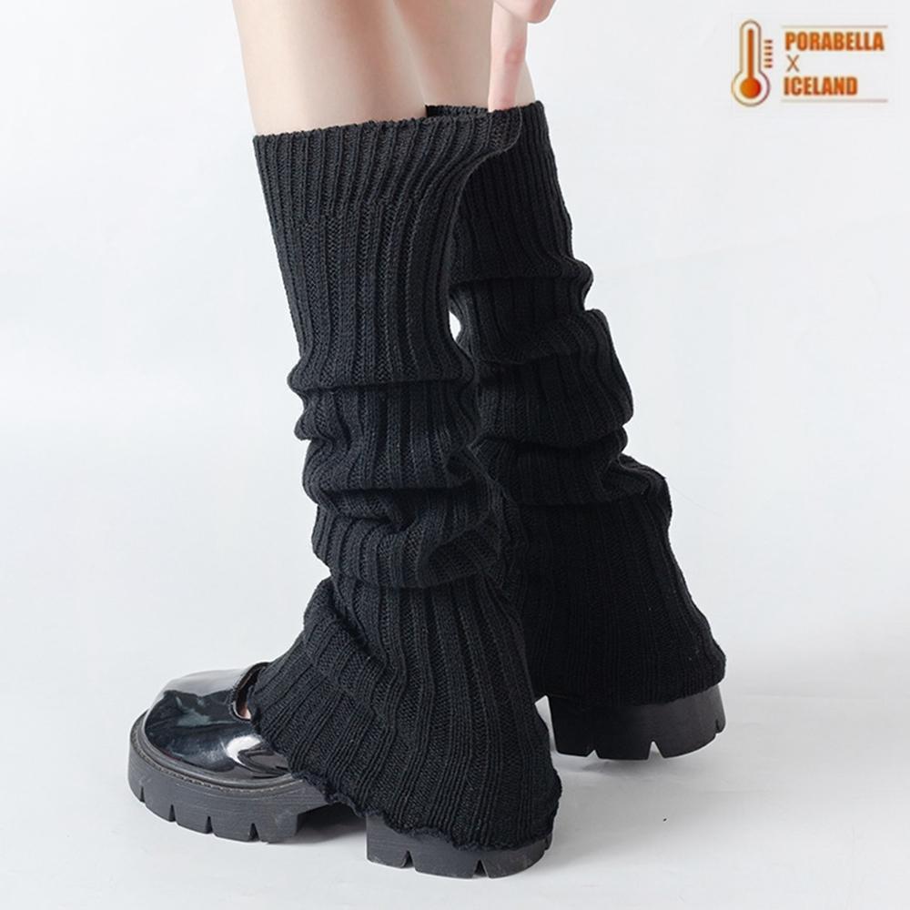 <Porabella現貨>襪套 日系辣妹襪套 露趾堆堆襪泡泡襪 針織襪套女 中筒襪 小腿襪 秋冬針織坑條豎條紋保暖襪套-細節圖7