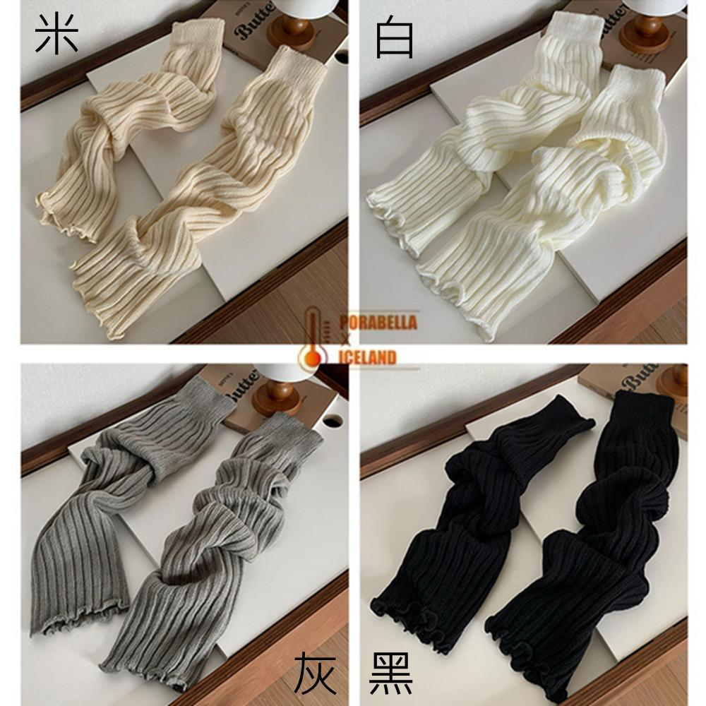 <Porabella現貨>襪套 日系辣妹襪套 露趾堆堆襪泡泡襪 針織襪套女 中筒襪 小腿襪 秋冬針織坑條豎條紋保暖襪套-細節圖9