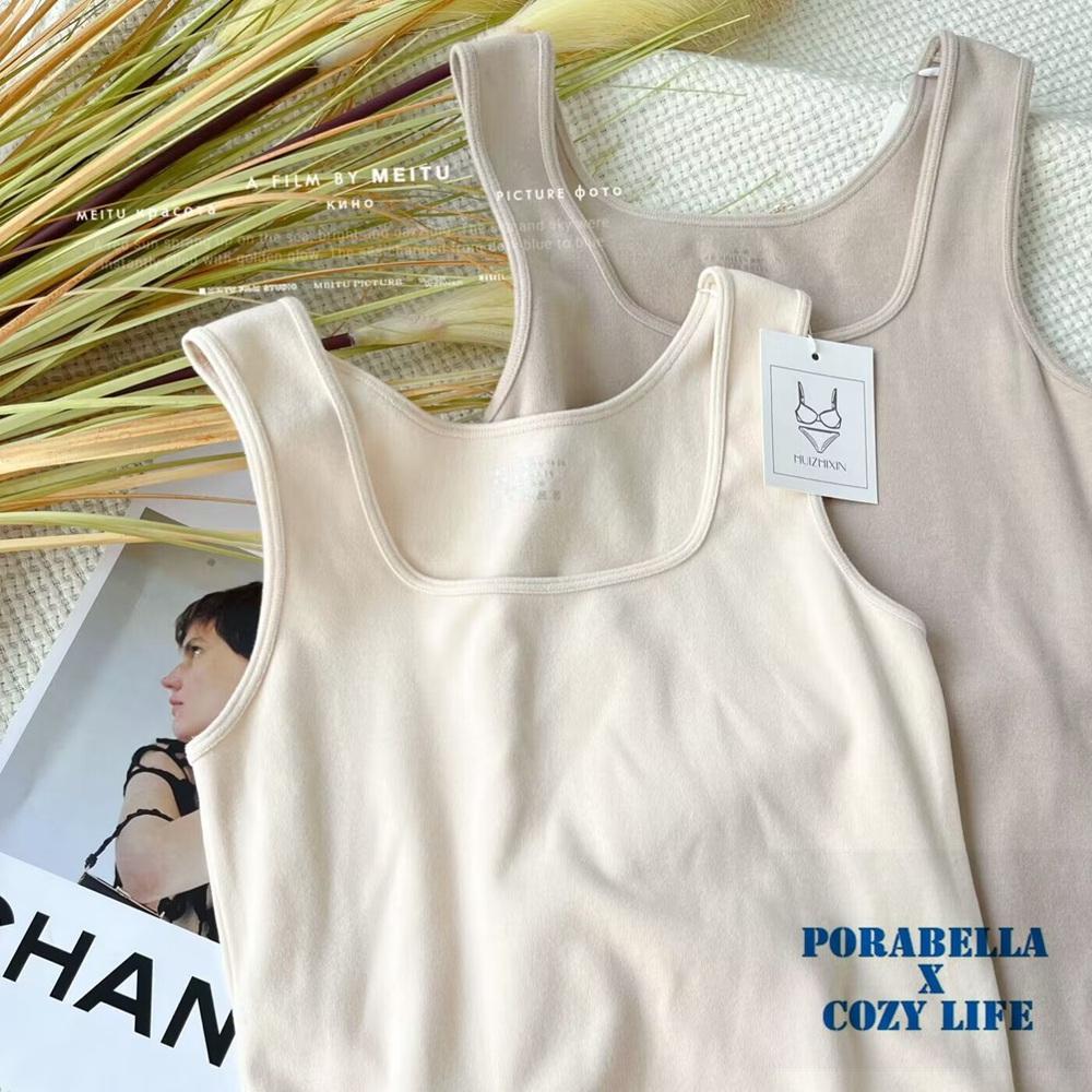 <Porabella現貨>雙面羊絨背心 發熱背心 保暖背心 寬肩帶背心 暖暖背心 內搭小可愛 打底衫 bratop-細節圖5