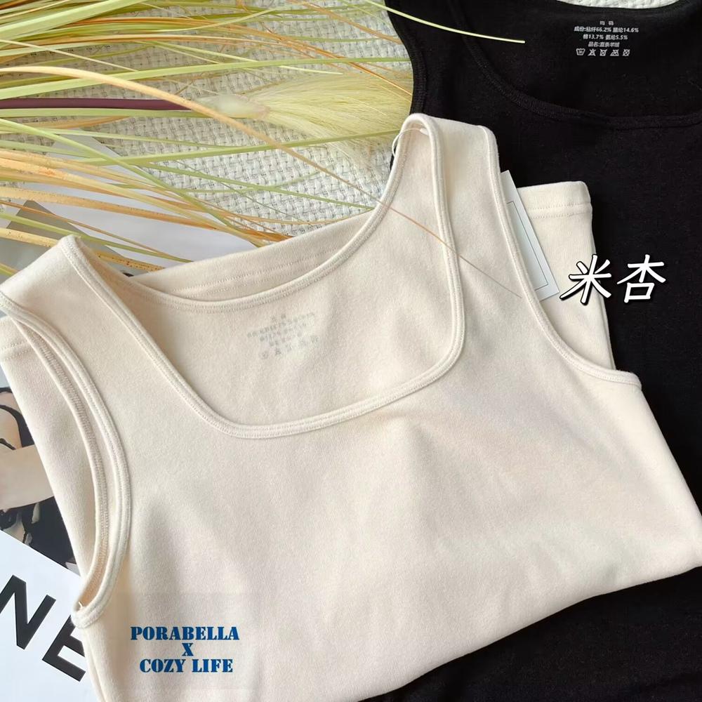 <Porabella現貨>雙面羊絨背心 發熱背心 保暖背心 寬肩帶背心 暖暖背心 內搭小可愛 打底衫 bratop-細節圖6