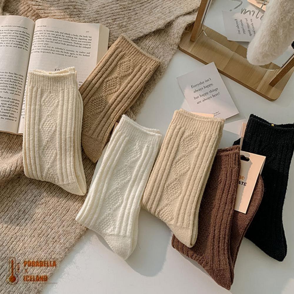<Porabella現貨>襪子 秋冬美拉德 羊毛厚襪 保暖襪 冬天襪子 針織羊毛襪 女中筒襪 女襪 SOCKS-細節圖4