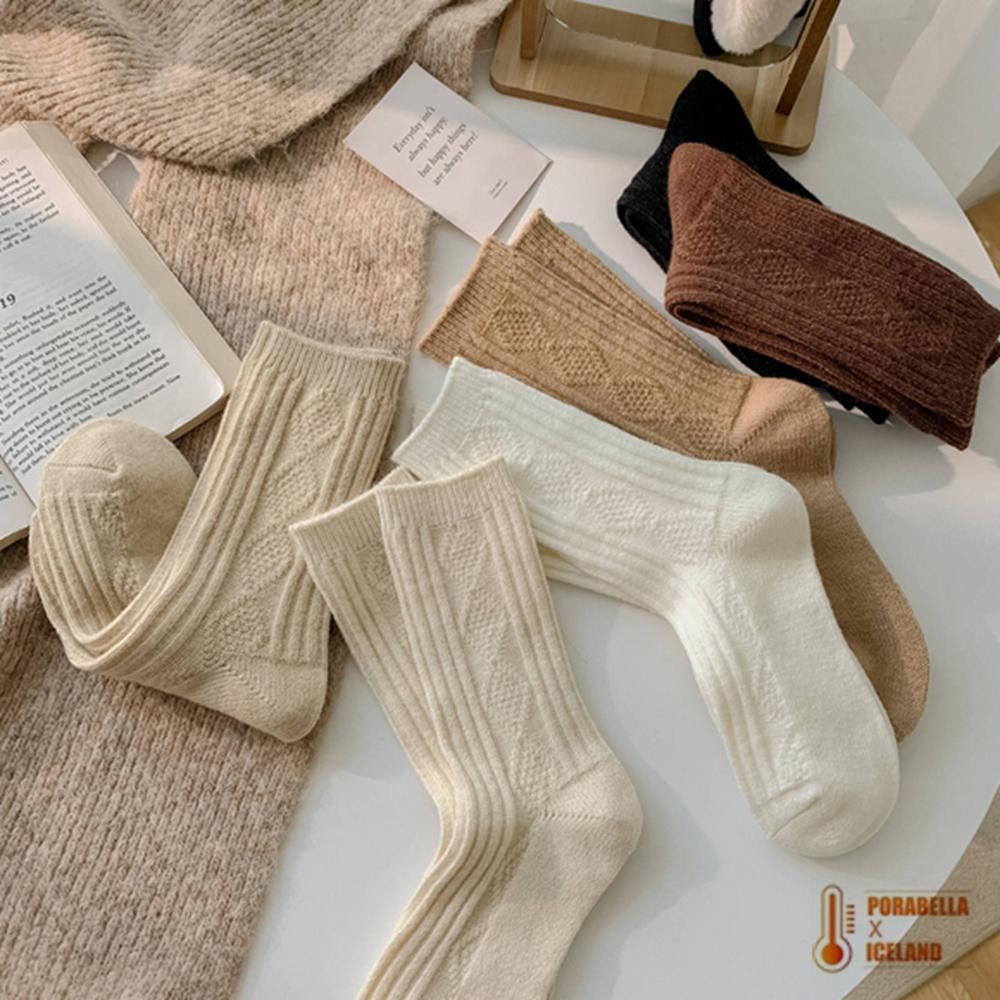 <Porabella現貨>襪子 秋冬美拉德 羊毛厚襪 保暖襪 冬天襪子 針織羊毛襪 女中筒襪 女襪 SOCKS-細節圖9