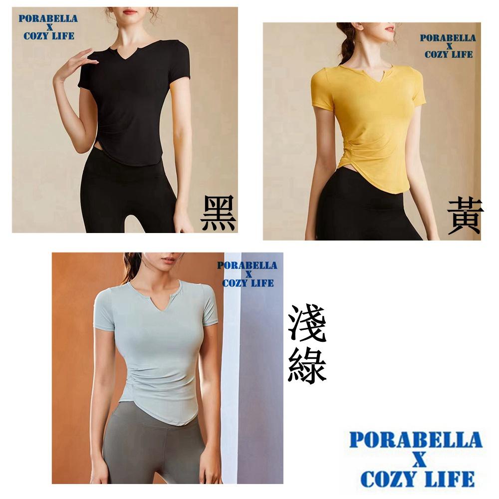 <Porabella現貨>短袖瑜珈服 瑜珈服 v領運動上衣 瑜珈上衣 運動服 短袖上衣 YOGA CLOTHING-細節圖3