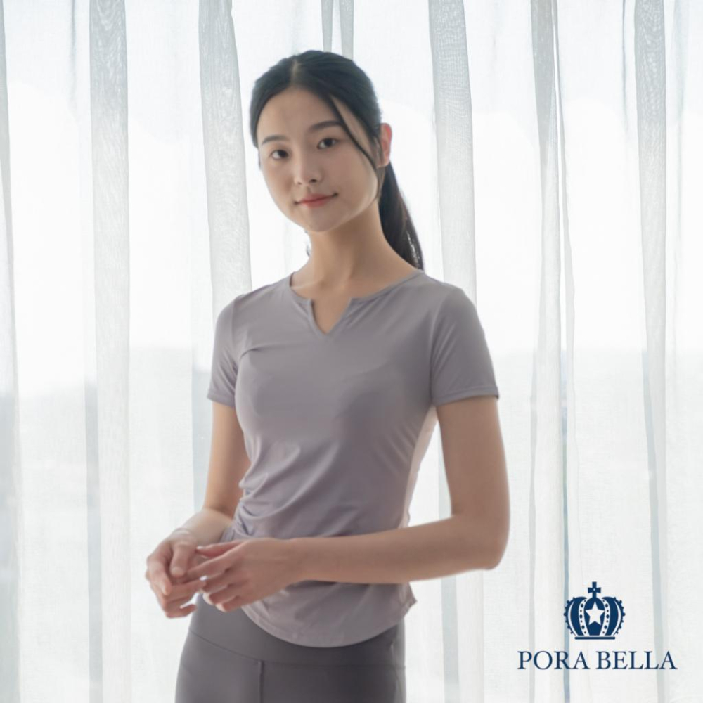 <Porabella現貨>短袖瑜珈服 瑜珈服 v領運動上衣 瑜珈上衣 運動服 短袖上衣 YOGA CLOTHING-細節圖5