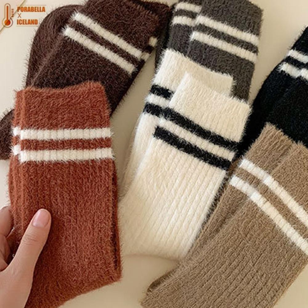 <Porabella現貨>襪子 襪 水貂絨襪 保暖襪 冬天襪子 加絨加厚 女中筒襪 女襪 SOCKS-細節圖7