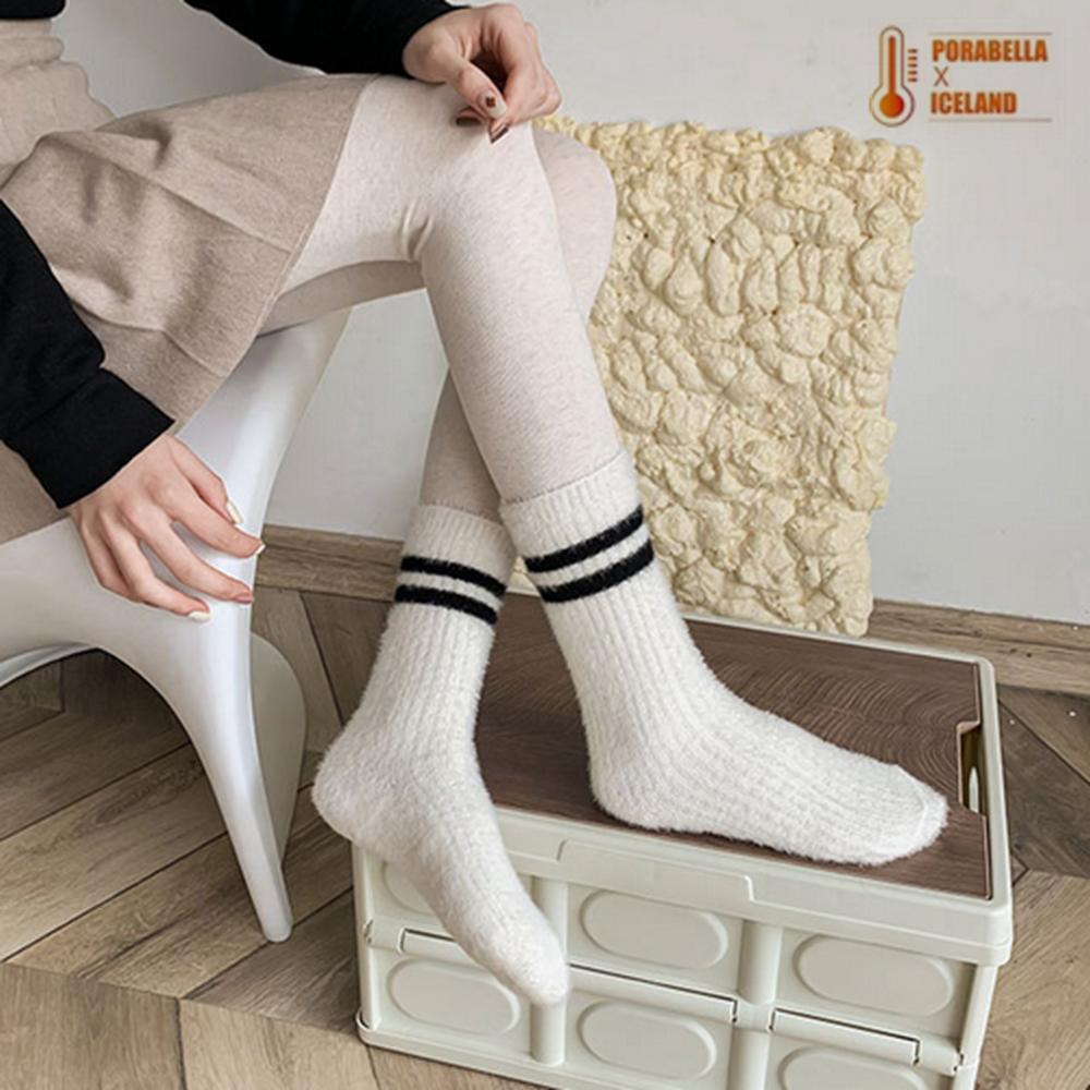 <Porabella現貨>襪子 襪 水貂絨襪 保暖襪 冬天襪子 加絨加厚 女中筒襪 女襪 SOCKS-細節圖9