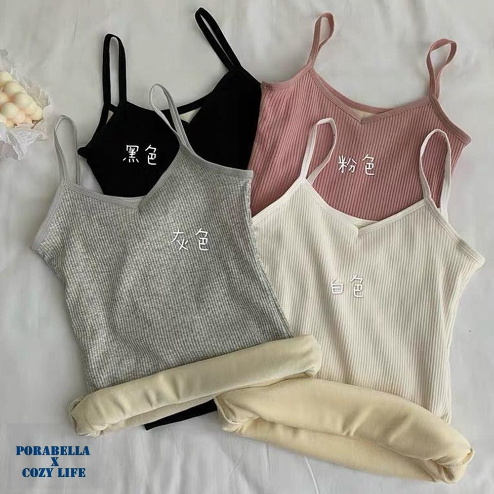 <Porabella現貨>加絨加厚背心 發熱背心 保暖背心 細肩背心 暖暖背心 內搭小可愛 打底衫 bratop-細節圖2