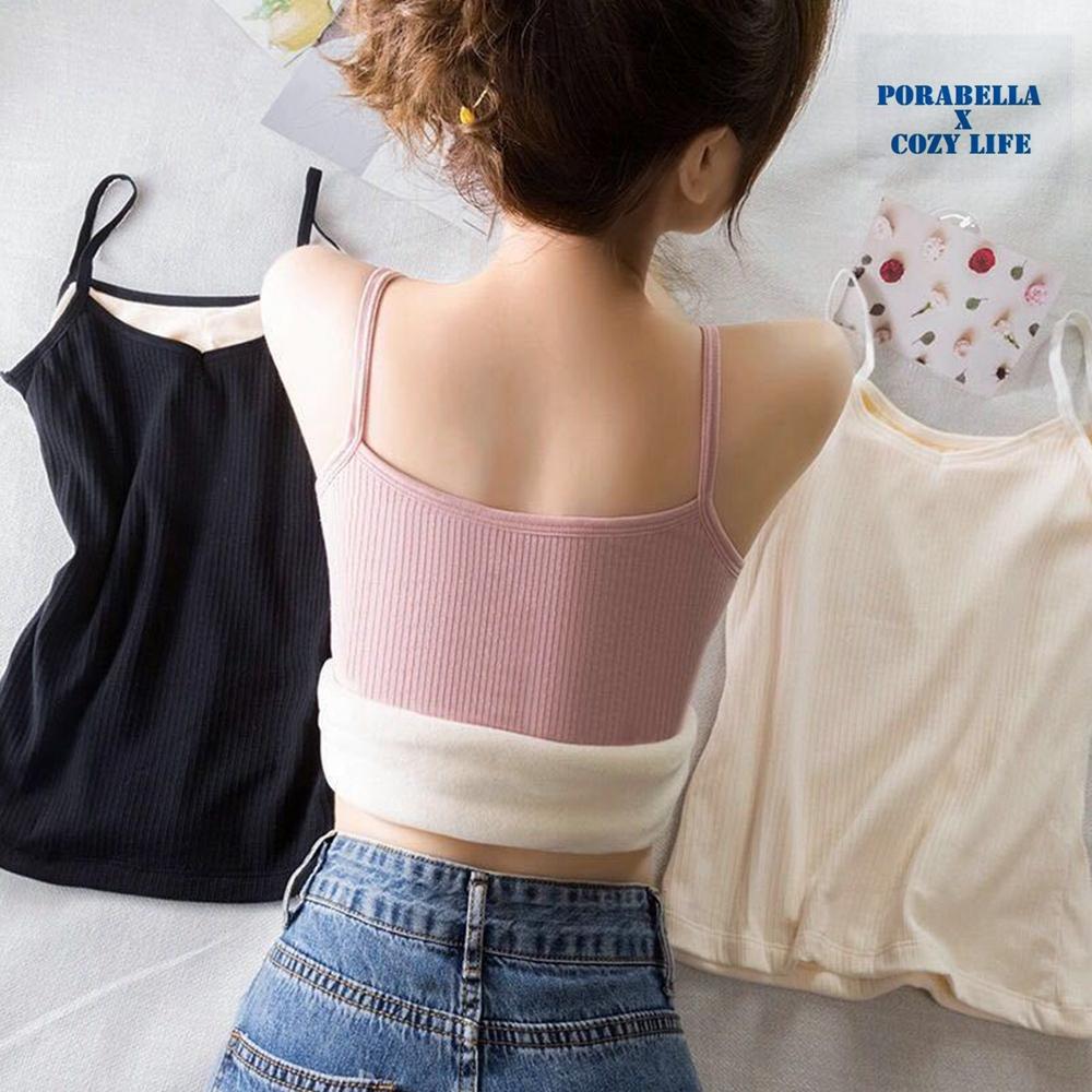 <Porabella現貨>加絨加厚背心 發熱背心 保暖背心 細肩背心 暖暖背心 內搭小可愛 打底衫 bratop-細節圖6