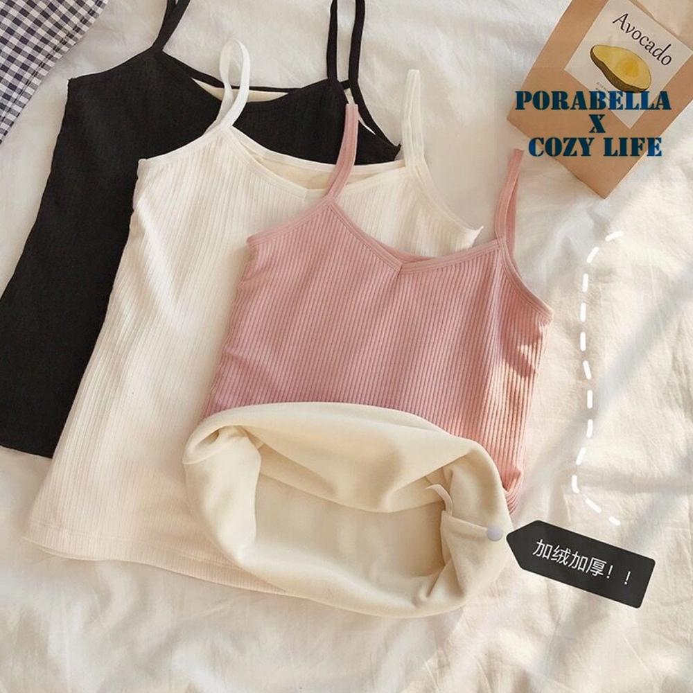<Porabella現貨>加絨加厚背心 發熱背心 保暖背心 細肩背心 暖暖背心 內搭小可愛 打底衫 bratop-細節圖7