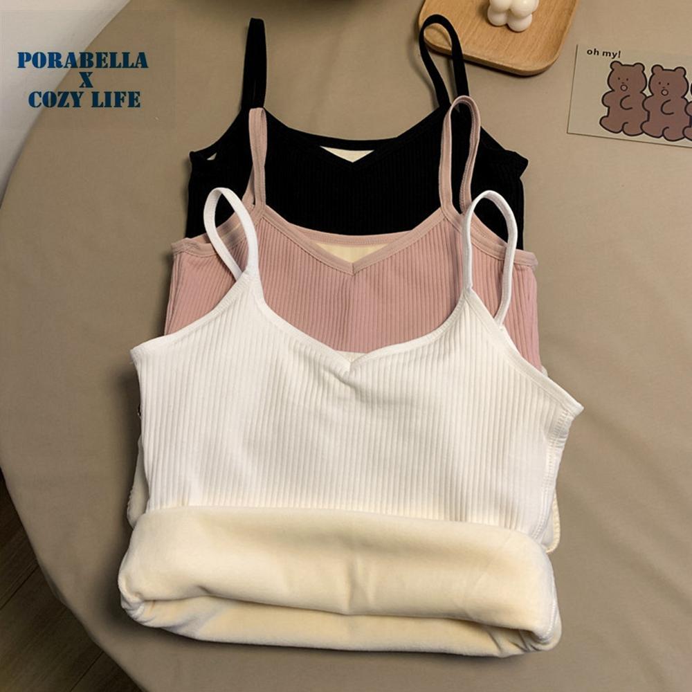 <Porabella現貨>加絨加厚背心 發熱背心 保暖背心 細肩背心 暖暖背心 內搭小可愛 打底衫 bratop-細節圖9