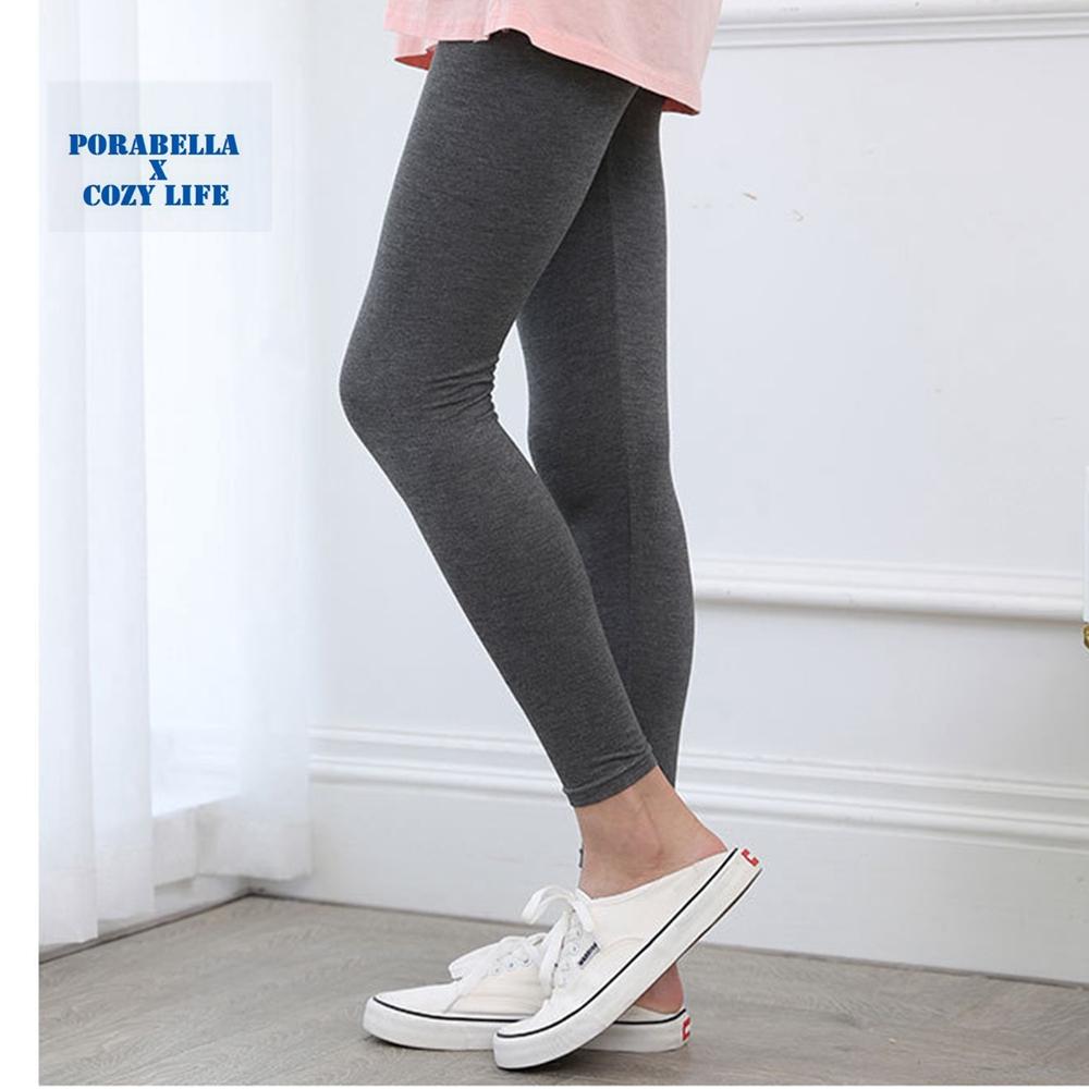 <Porabella現貨>莫代爾棉百搭素色彈性內搭褲 瘦褲 九分褲 內搭褲 打底褲 運動褲 長褲-細節圖3