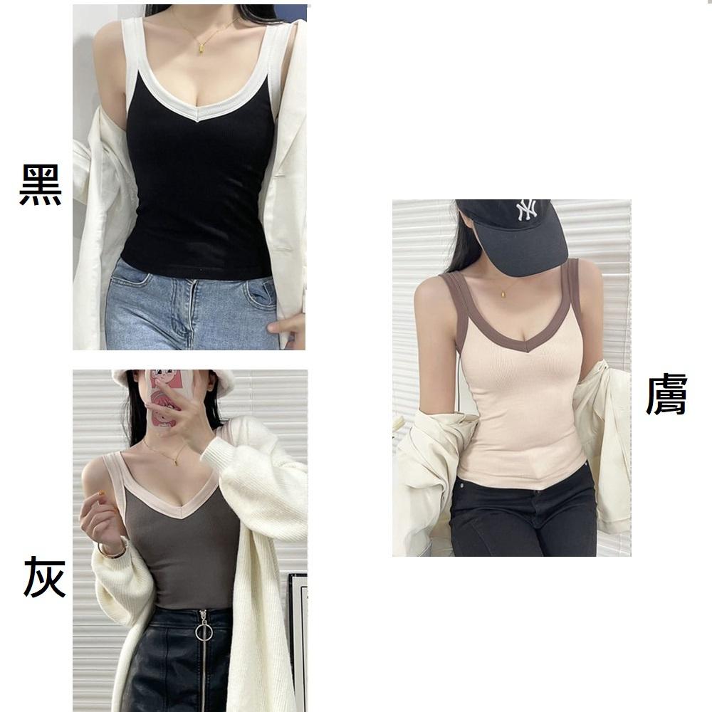 <Porabella現貨>加絨加厚背心 發熱背心 保暖背心 寬肩帶背心 撞色背心 內搭小可愛 打底衫 bratop-細節圖7
