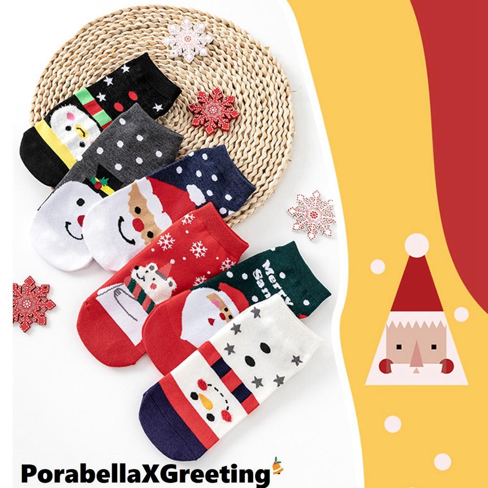 <Porabella現貨>4雙一組【附盒子】聖誕系列棉襪禮盒 交換禮物 聖誕節 聖誕襪禮盒 紅襪子 麋鹿雪人聖誕老公公-細節圖6