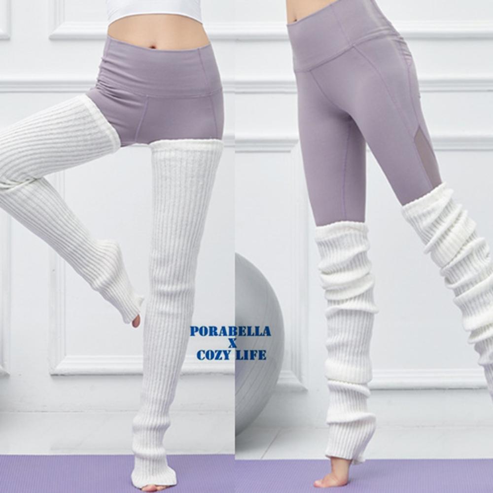 <Porabella現貨>襪套 加長瑜珈襪 加厚針織保暖舞蹈襪套 瑜珈襪套 堆堆襪套加長 泡泡襪 保暖襪 踩腳襪套-細節圖7