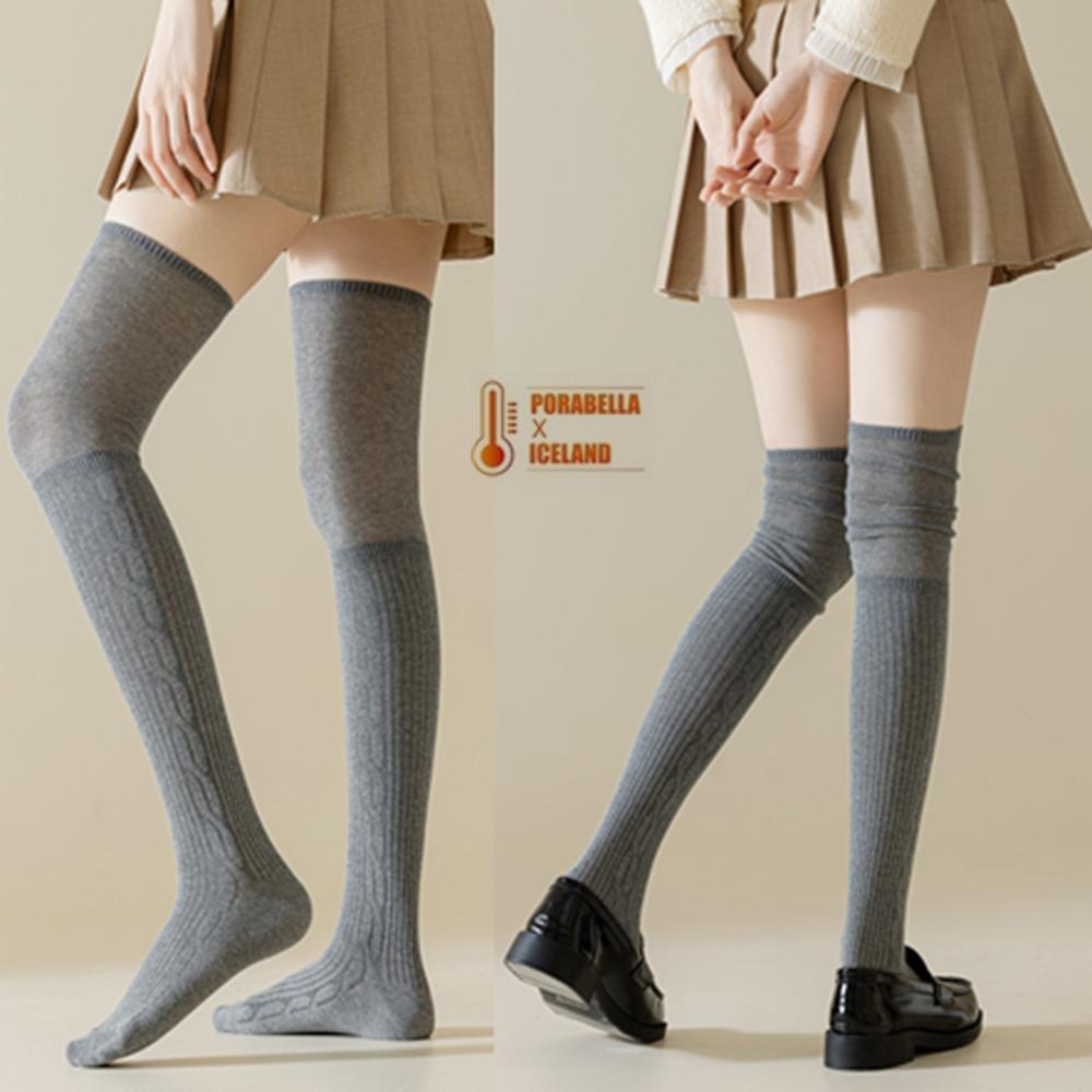 <Porabella>現貨襪套 素色過膝襪 素色棉襪 長襪 螺紋襪 堆堆襪 護膝襪 女生襪 高筒襪 美腿襪 socks-細節圖4