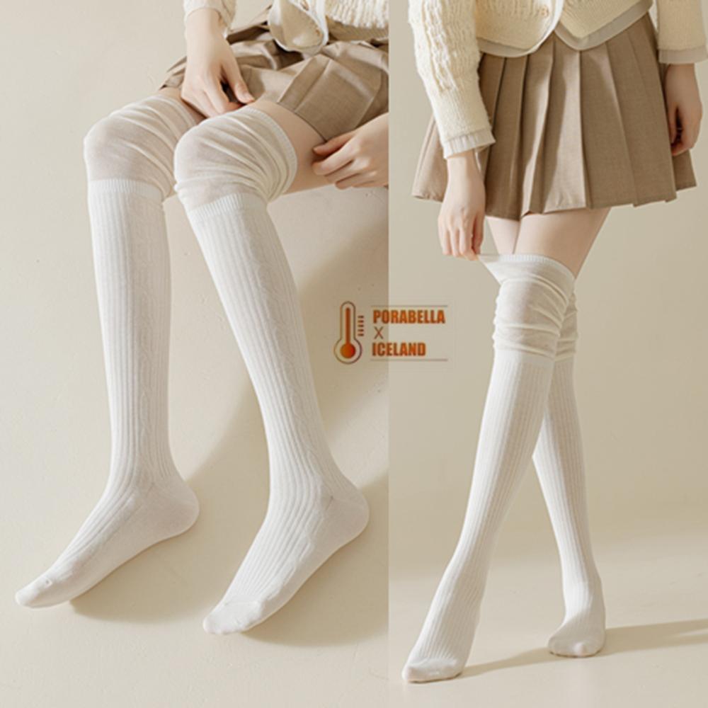 <Porabella>現貨襪套 素色過膝襪 素色棉襪 長襪 螺紋襪 堆堆襪 護膝襪 女生襪 高筒襪 美腿襪 socks-細節圖5