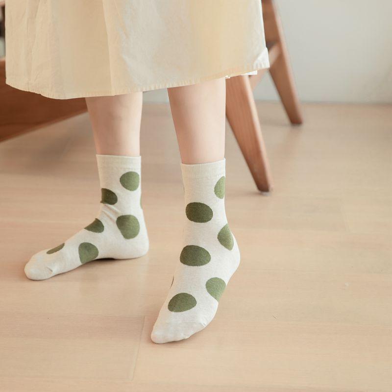 <Porabella>現貨韓國襪 撞色大圓點襪A組 中筒襪 男女襪 圓點點襪 塗鴉襪 撞色襪 socks-細節圖3