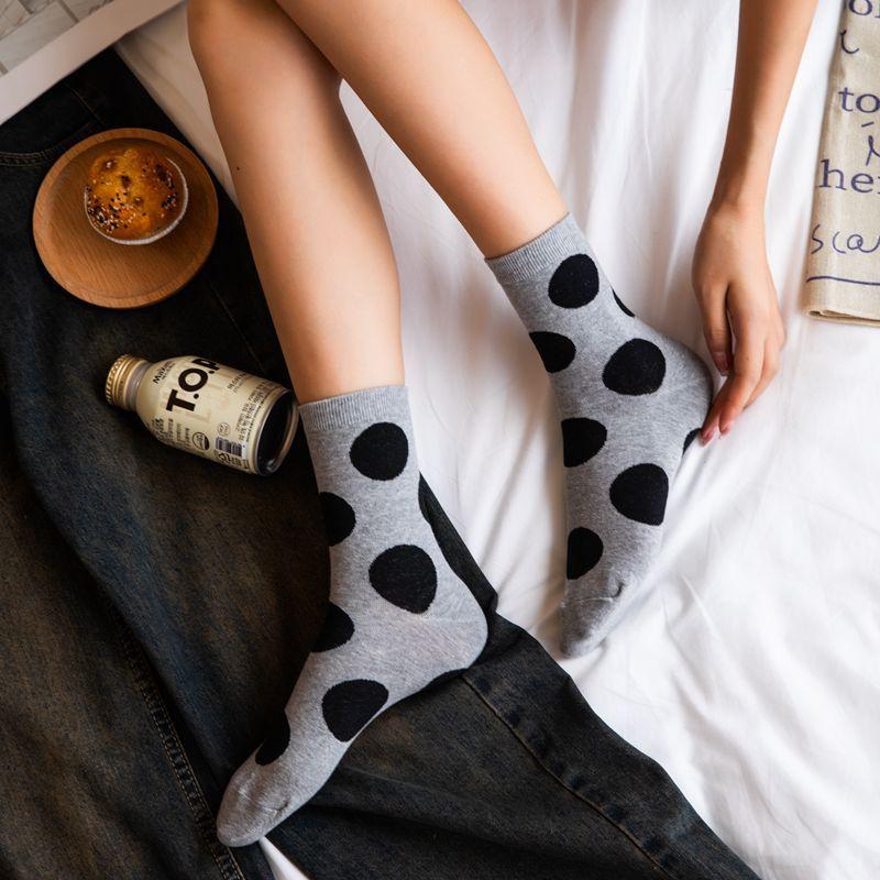 <Porabella>現貨韓國襪 撞色大圓點襪A組 中筒襪 男女襪 圓點點襪 塗鴉襪 撞色襪 socks-細節圖4