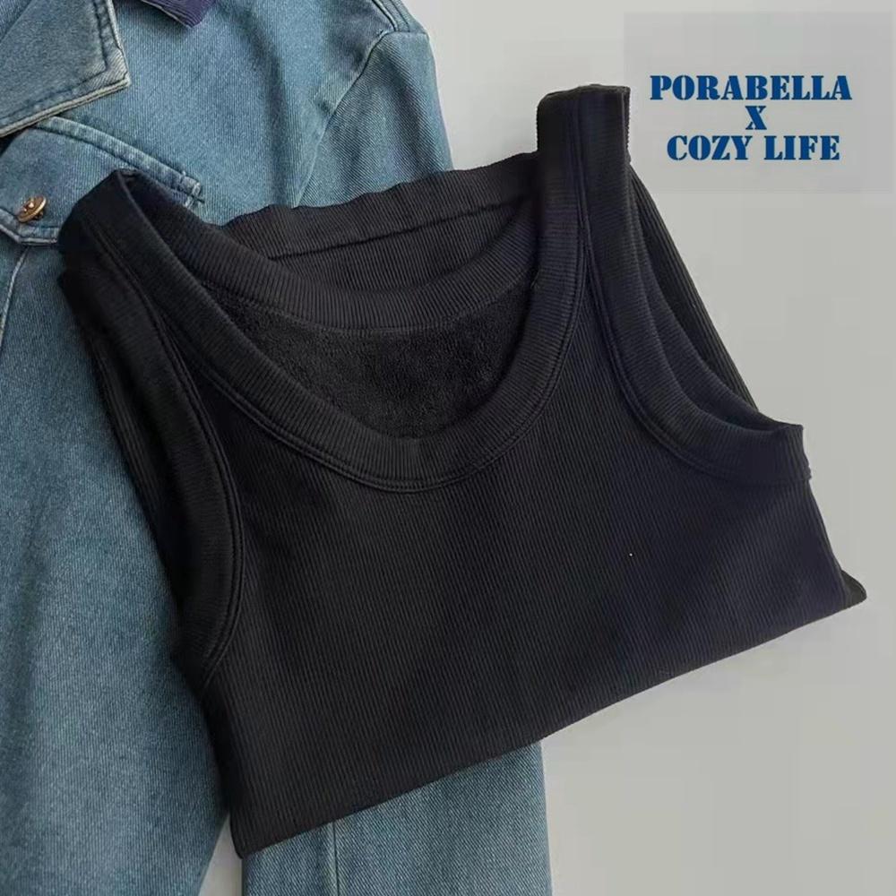 <Porabella>加絨加厚背心 發熱背心 毛圈絨加絨打底內衣 保暖上衣 螺紋打底衫 bratop(均碼)-細節圖3