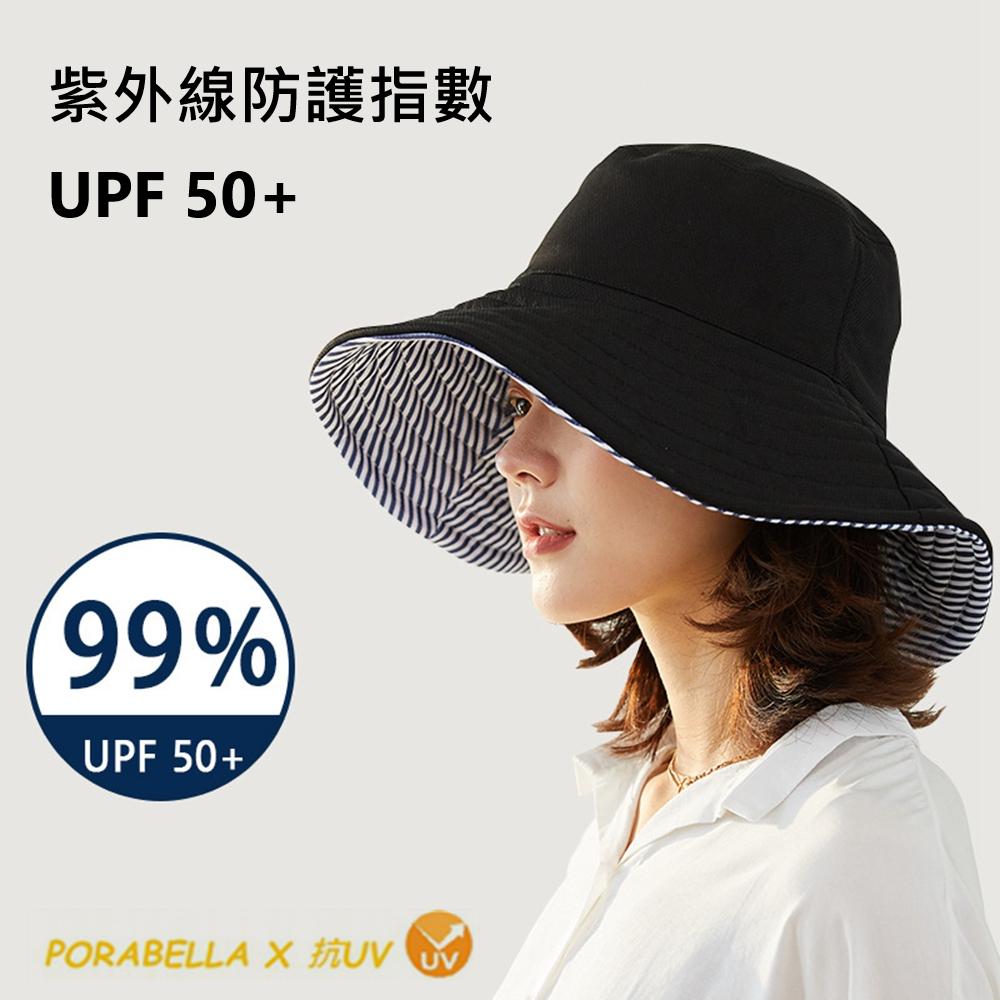 <Porabella>現貨防曬帽 雙面遮陽帽 漁夫帽 遮陽帽 抗UV 雙面帽 帽子女 雙面可戴帽 UV HAT 贈防風繩-細節圖4