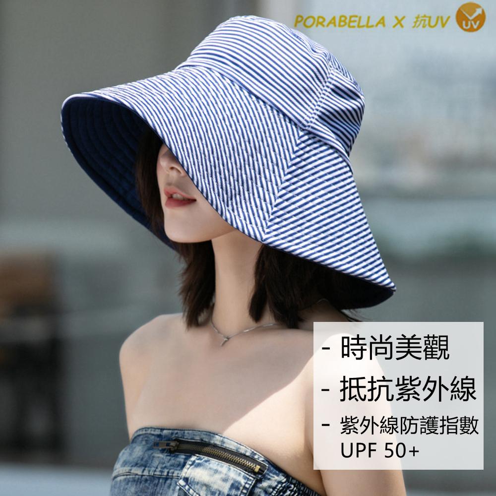 <Porabella>現貨防曬帽 雙面遮陽帽 漁夫帽 遮陽帽 抗UV 雙面帽 帽子女 雙面可戴帽 UV HAT 贈防風繩-細節圖5