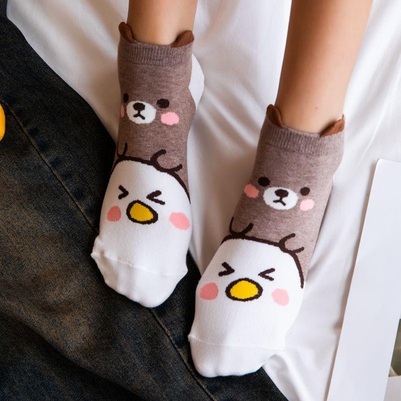 <Porabella>現貨韓國襪 摸摸頭小動物隱形襪 動物襪B組 隱形襪 男女襪 可愛動物 撞色襪 socks-細節圖7