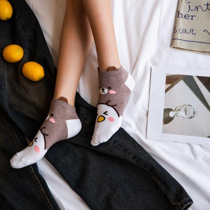 <Porabella>現貨韓國襪 摸摸頭小動物隱形襪 動物襪B組 隱形襪 男女襪 可愛動物 撞色襪 socks-細節圖8
