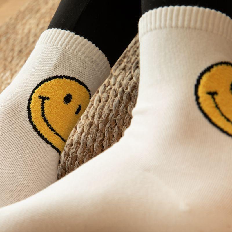 <Porabella>現貨韓國襪 SMILE開心笑臉 微笑襪B組 休閒中長襪 男女襪 條紋襪 塗鴉襪 撞色襪 socks-細節圖3