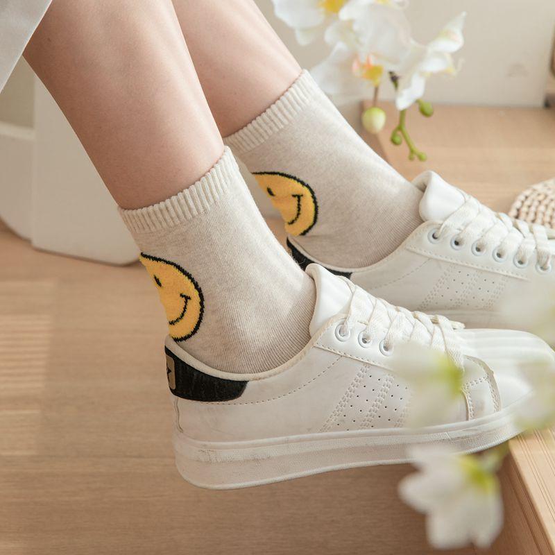 <Porabella>現貨韓國襪 SMILE開心笑臉 微笑襪B組 休閒中長襪 男女襪 條紋襪 塗鴉襪 撞色襪 socks-細節圖5