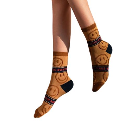 <Porabella>現貨韓國襪 堅持微笑英字浮水笑臉 微笑襪A組 中筒襪 男女襪 條紋襪 塗鴉襪 撞色襪socks-細節圖7