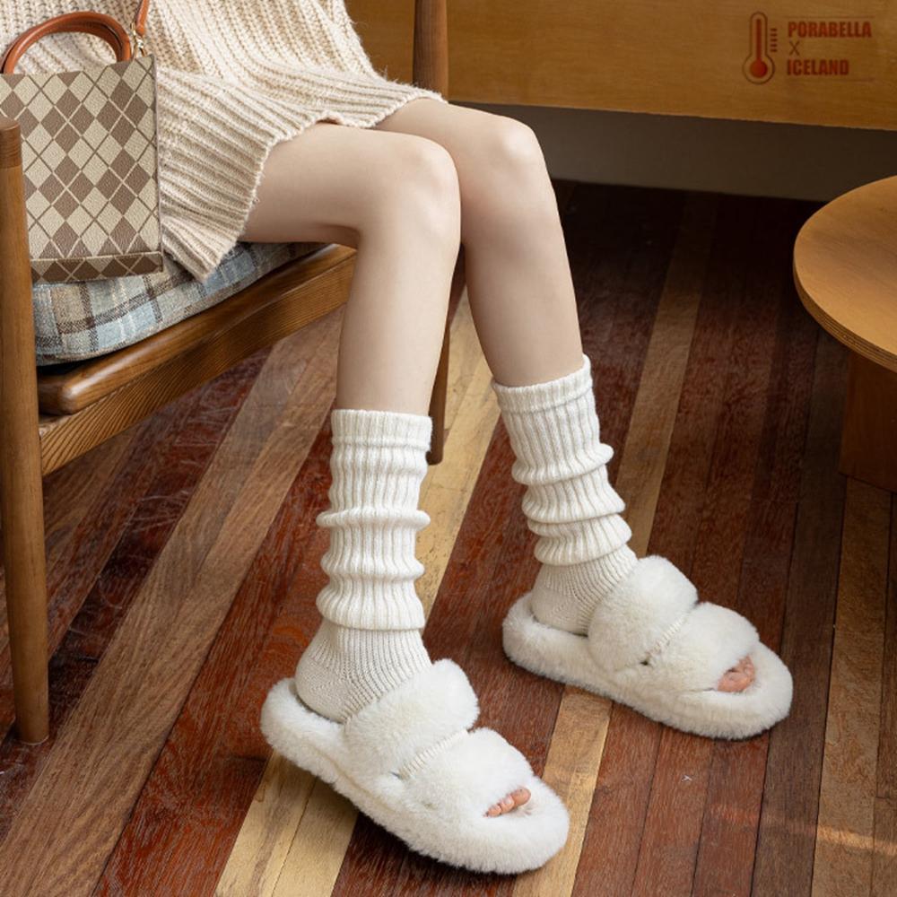 <Porabella>現貨襪套 針織襪套 素色襪套螺紋襪套加厚襪套堆堆襪女生襪套舞蹈瑜珈襪套保暖踩腳襪套雪靴襪socks-細節圖5