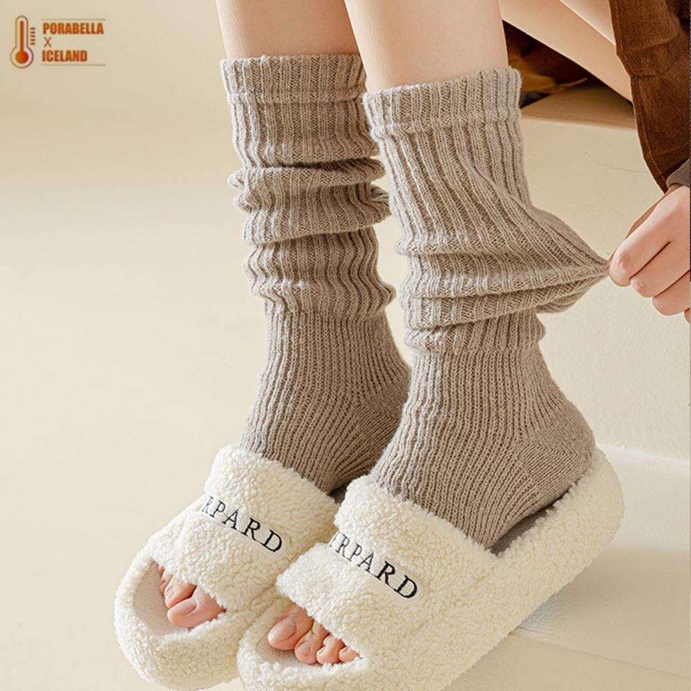 <Porabella>現貨襪套 針織襪套 素色襪套螺紋襪套加厚襪套堆堆襪女生襪套舞蹈瑜珈襪套保暖踩腳襪套雪靴襪socks-細節圖7
