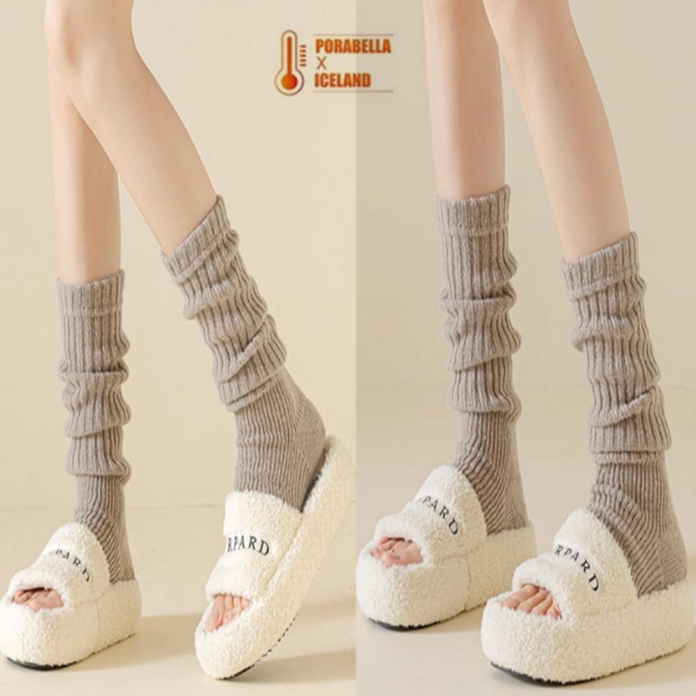 <Porabella>現貨襪套 針織襪套 素色襪套螺紋襪套加厚襪套堆堆襪女生襪套舞蹈瑜珈襪套保暖踩腳襪套雪靴襪socks-細節圖8