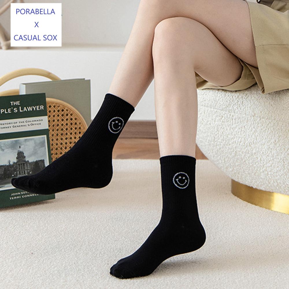 <Porabella>現貨微笑襪子 潮流襪 女生襪子 笑臉襪 韓版襪 表情襪 個性塗鴉 SMILE SOCKS-細節圖2