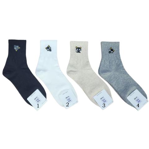 <Porabella>現貨韓國襪 純色小黑貓襪A組 中筒襪 男女襪 動物襪 塗鴉襪 撞色襪 socks-細節圖2