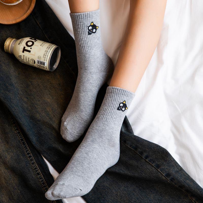 <Porabella>現貨韓國襪 純色小黑貓襪A組 中筒襪 男女襪 動物襪 塗鴉襪 撞色襪 socks-細節圖7