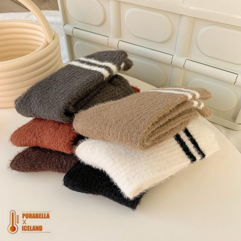 <Porabella>現貨羊毛襪  素色雙條紋羊毛襪秋冬羊毛厚襪厚羊毛襪男生女生中筒襪男生女生襪子SOCKS(均碼)-細節圖5