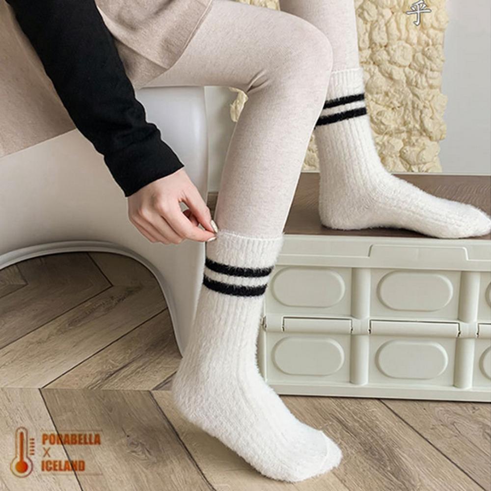 <Porabella>現貨羊毛襪  素色雙條紋羊毛襪秋冬羊毛厚襪厚羊毛襪男生女生中筒襪男生女生襪子SOCKS(均碼)-細節圖7