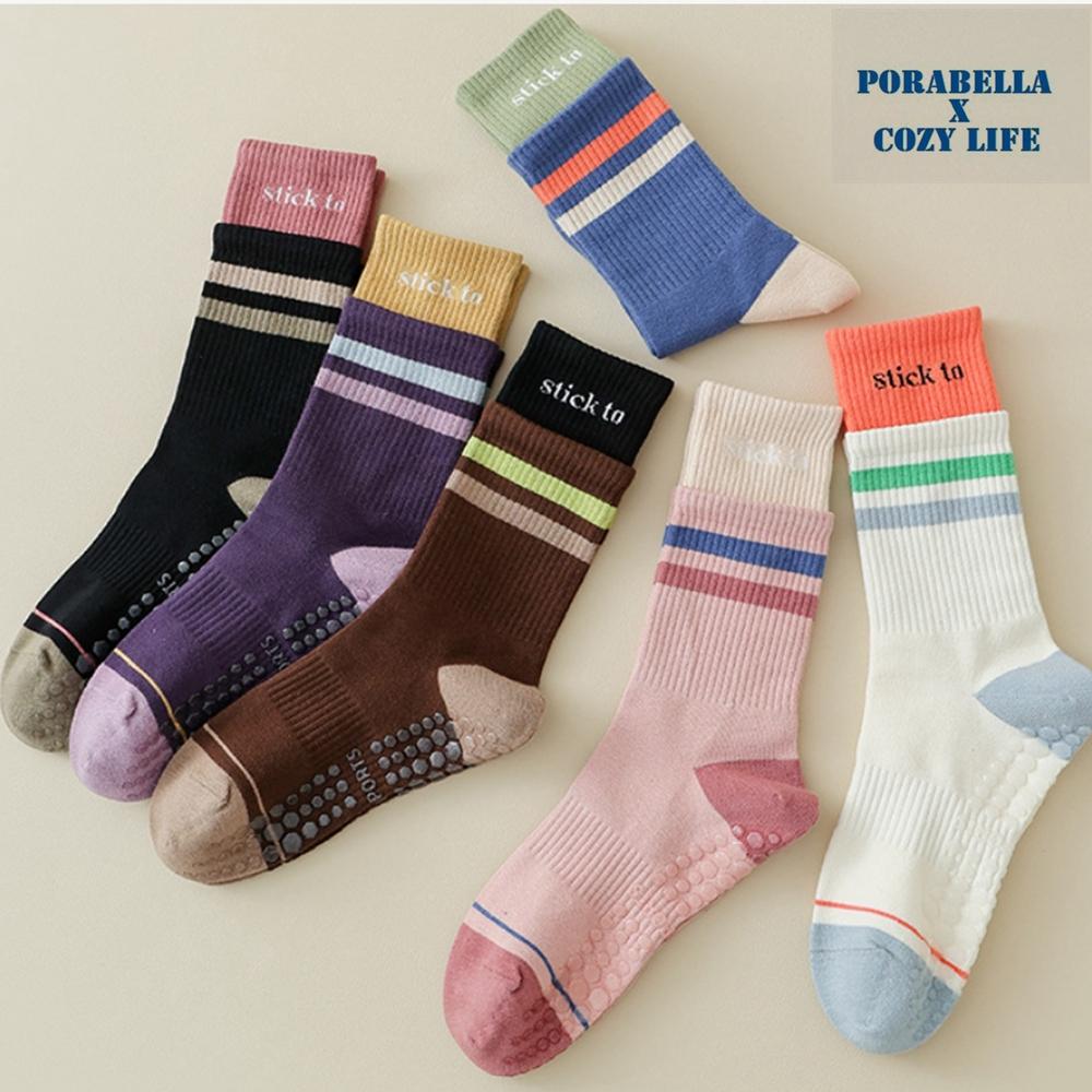 <現貨>中筒襪  假雙層襪  條紋襪子  防滑襪  運動襪  瑜珈襪 YOGA SOCKS-細節圖8