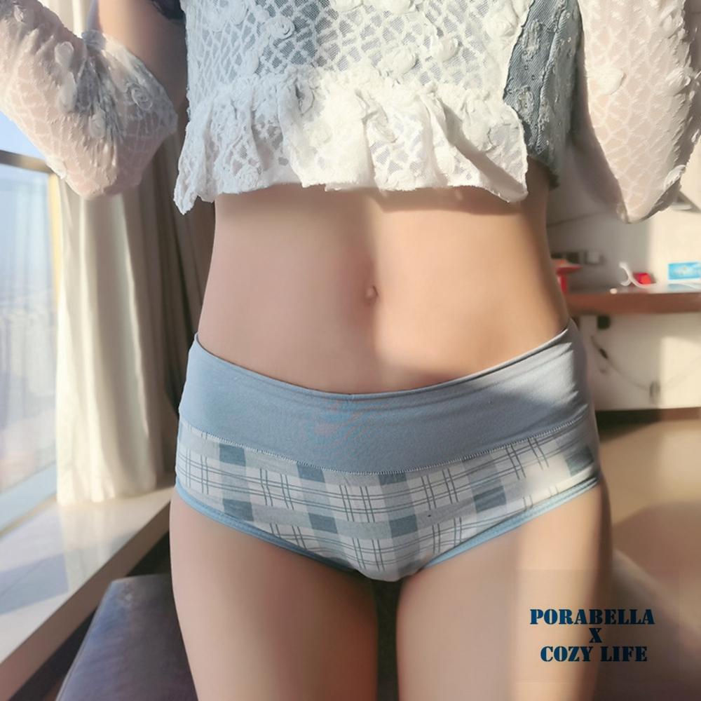 <Porabella>現貨內褲 可愛日系風 藍色系碎花格子點點內褲 復古格子 UNDERWEAR(M~L)-細節圖4