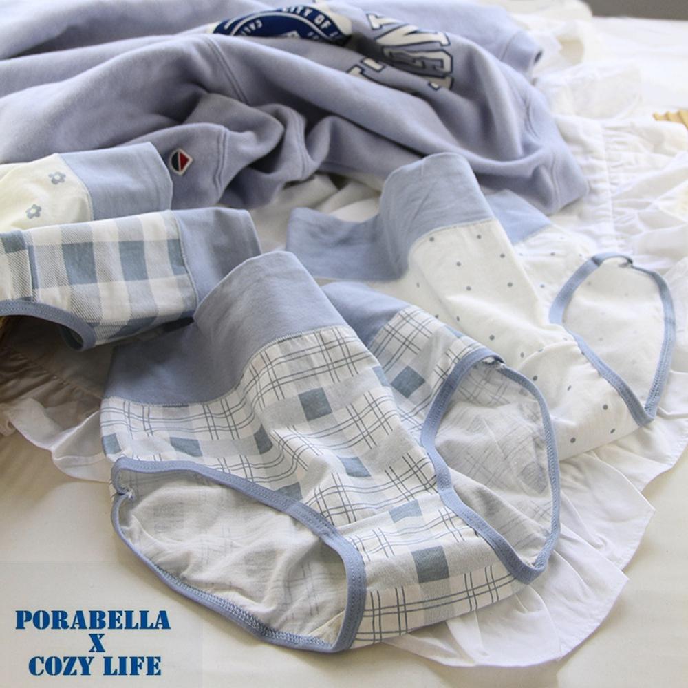 <Porabella>現貨內褲 可愛日系風 藍色系碎花格子點點內褲 復古格子 UNDERWEAR(M~L)-細節圖8