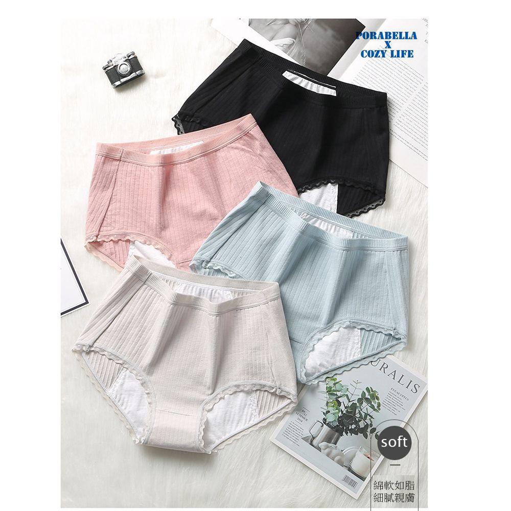 <Porabella>現貨生理褲 條紋蕾絲內褲吸血褲棉質生理內褲大尺碼生理內褲防側漏UNDERWEAR(M~XL)-細節圖3