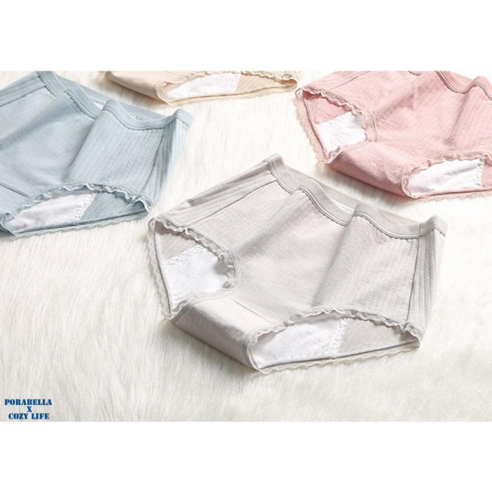 <Porabella>現貨生理褲 條紋蕾絲內褲吸血褲棉質生理內褲大尺碼生理內褲防側漏UNDERWEAR(M~XL)-細節圖7