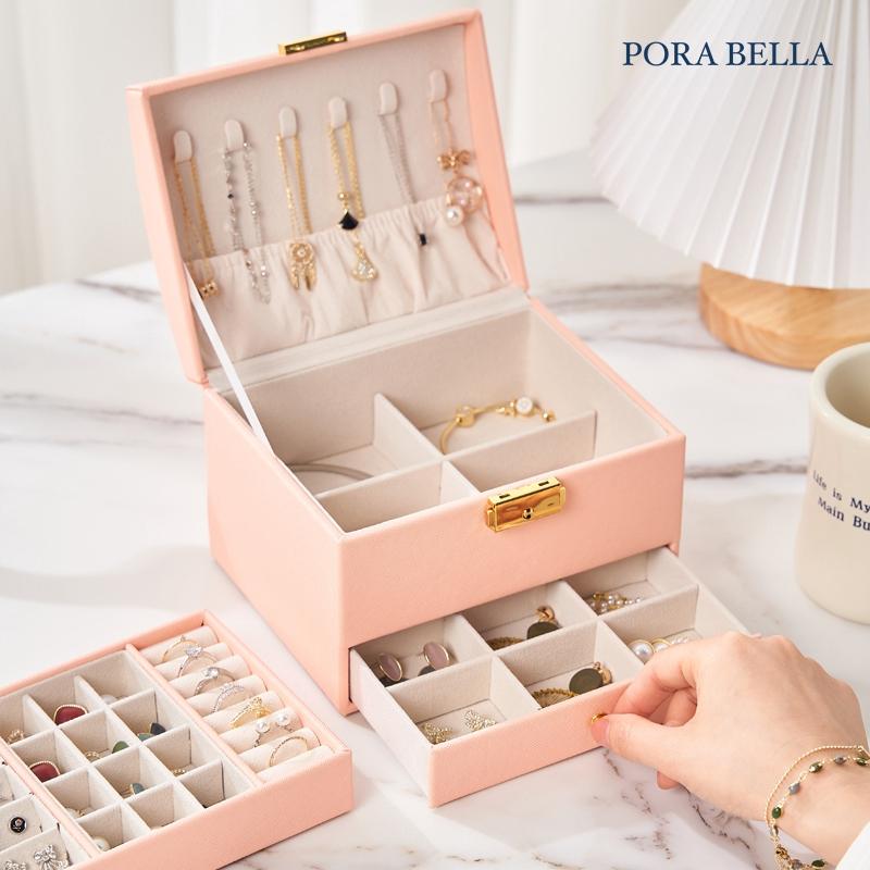 <台灣現貨>快速出貨 皮革收納盒  隨身款珠寶盒 迷你飾品收納盒 旅行收納盒 便攜飾品盒 多功能收納盒 首飾盒 珠寶盒-細節圖8