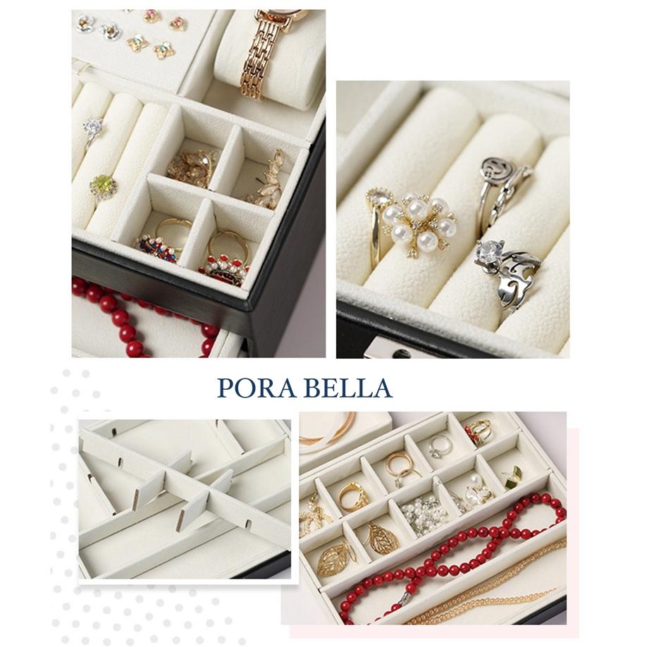 <台灣現貨>快速出貨 大皮革收納盒  隨身款珠寶盒 旅行收納盒 便攜飾品盒 多功能收納盒 首飾盒 珠寶盒-細節圖5