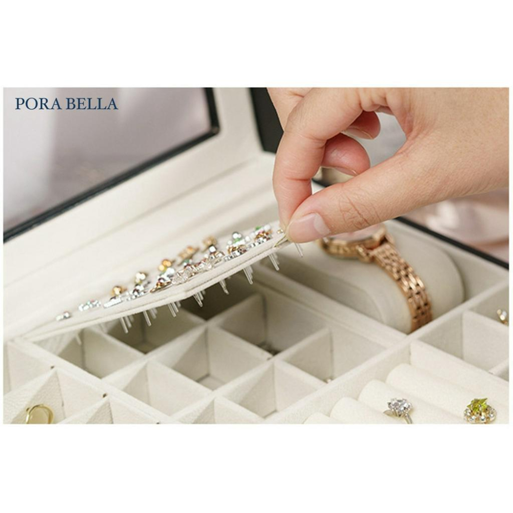 <台灣現貨>快速出貨 大皮革收納盒  隨身款珠寶盒 旅行收納盒 便攜飾品盒 多功能收納盒 首飾盒 珠寶盒-細節圖6